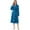 Sea Blue, variant on Women's Waffle Textured Satin Trim Fleece Robe (Charcoal, L/XL)