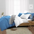 thumbnail image 2 of CCNY 600 TC 100% Egyptian Cotton Duvet Cover with 2 Matching Pillowcases Twin/Twin XL Size Reversible Pattern, Zipper Closure, Corner Ties (Mediterran Blue), 2 of 7