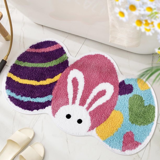 Alfombra antideslizante con diseño de Pascua, ideal para decoración de exteriores, para el hogar, la habitación y la pared. Ideal para el baño, la sala de estar y la decoración festiva.