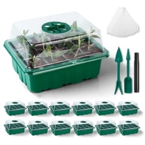 KORALAKIRI 12 Packs Seed Starter Trays (144 Cells), Seed Start Kit with Humidity Dome, Seed Starting Trays Plant Starter and Base Mini Greenhouse