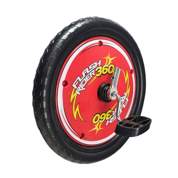 AlveyTech Front Wheel with Pedals for the Razor FlashRider 360 - Replacement Assembly with Cranks for Flash Rider 360 Trike, Red Big Wheel for Kids Toy Pedal Bike, Flat Free Tire, Parts for Boys Toys