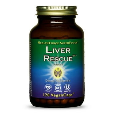 HealthForce SuperFoods Liver Rescue - Natural Liver Cleanse - Liver Health Formula with Milk Thistle & Dandelion Root - Gluten-Free & Vegan - 120 Capsules