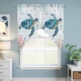thumbnail image 6 of Teal Sea Turtle Coastal Kitchen Window Curtains, Swag Curtains Valance for Bedroom Living Room Bathroom, Summer Beach Ocean Coral Rod Pocket Window Treatment Curtain Block Drapes 2 Panels 36"x36", 6 of 9