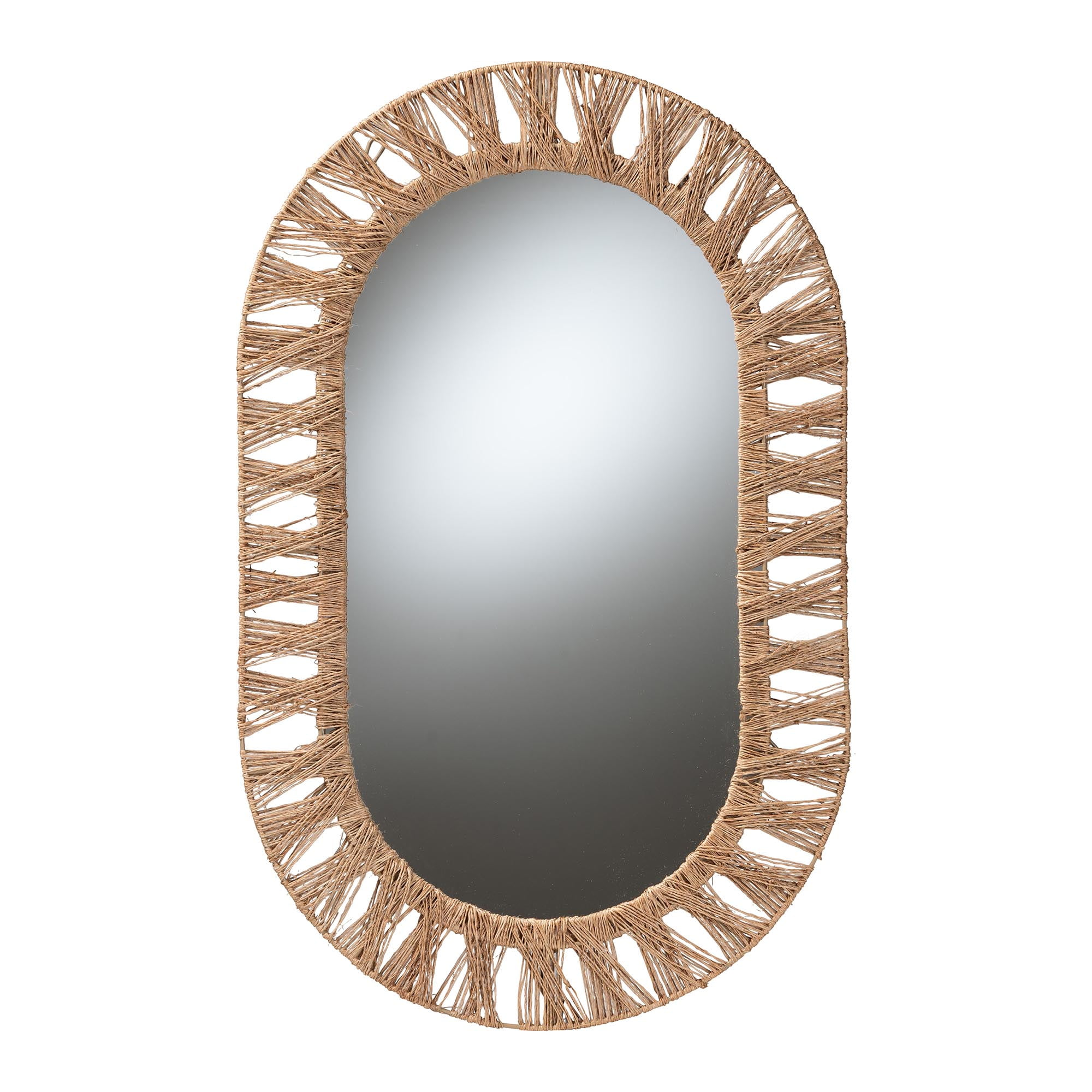 bali & pari Geona Seagrass BOHO Mirror, Natural Brown