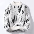 thumbnail image 2 of Alkepwun Men's Oversized Sweater Long Sleeve Crewneck Y2K Graphic Color Block Casual Knitted Pullover Sweater, 2 of 9