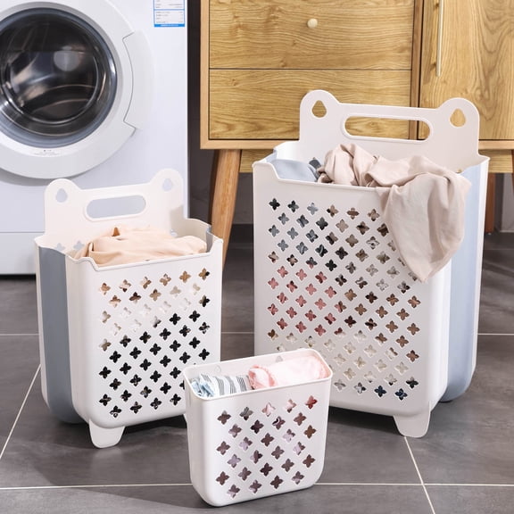 Danhjin Laundry Basket, Large Folding Wall Hanging Portable Hamper Organizer for Bathroom Clothes