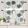 thumbnail image 2 of Green Leaf Curtain for Kitchen Bathroom Elegant Floral Rod Pocket Window Tier Curtains Valance Set 3 Pcs Plant Printed Short Curtains for Bathroom 54 x 18 inches + 27 x 36 inches *2, 2 of 6