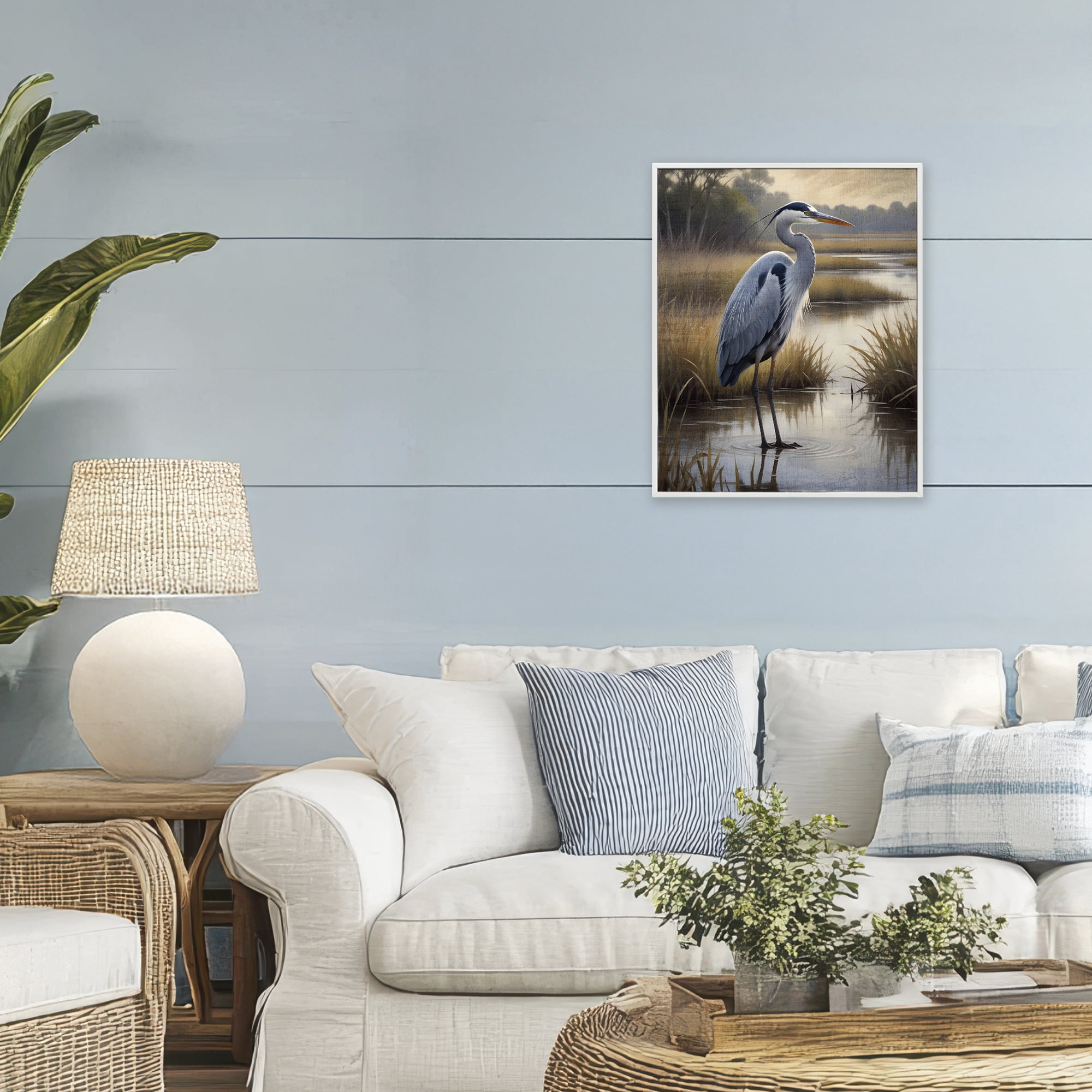 Stupell Industries Heron in Serene Marshlands White Framed Giclee Art, design by Susan Arnot