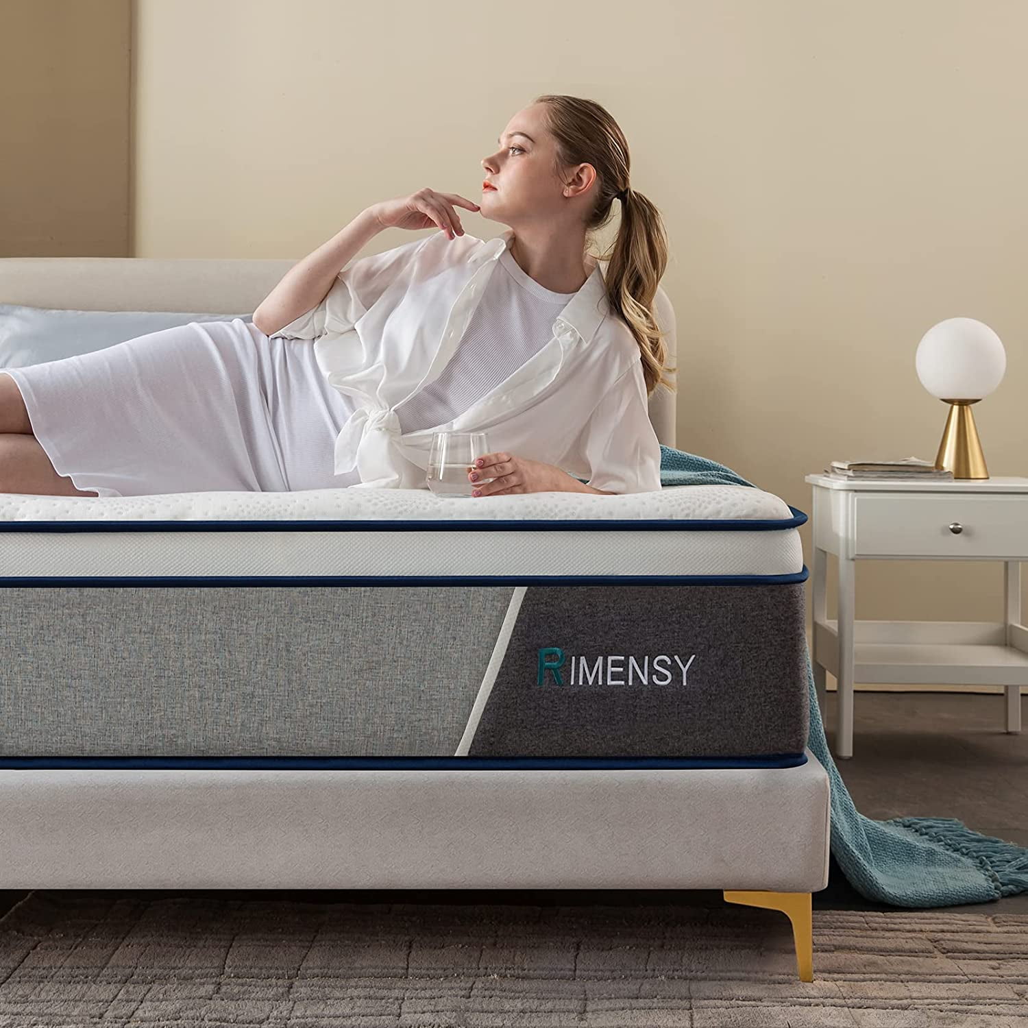 Rimensy King Mattress 12Inch Hybrid Mattress in a Box Gel Memory Foam