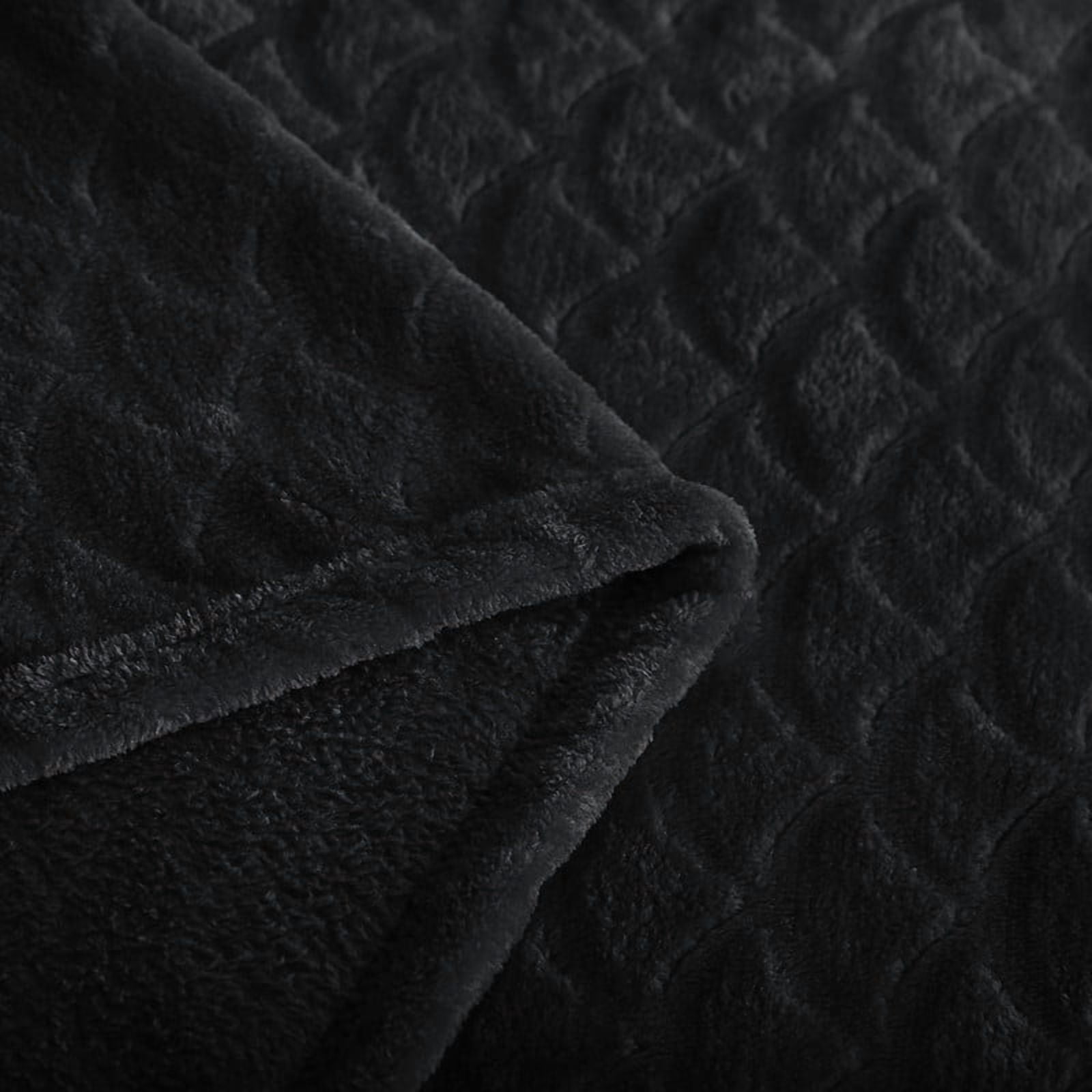 Aisbo Brushed Flannel Blanket Black King, Super Soft and Cozy Blankets All Season Use