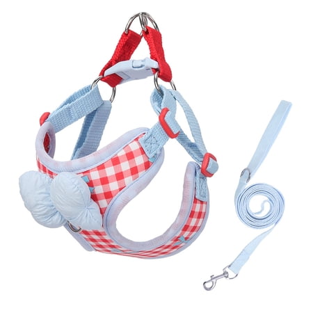 Cat Vest Harness and Leash Set for Walking Escape Proof Adjustable Kitten Harness and Leash Set Breathable Mesh with Bow Harness for Kitty Puppy Bunny(Red Plaid M)