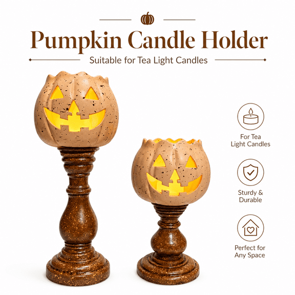 Rongyun Rustic White Pumpkin Tealight Candle Holder Set Farmhouse Decor Halloween & Thanksgiving, Table Centerpiece, Farmhouse Style, Tea Light Holders, Party Decor (S)