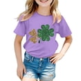 thumbnail image 1 of PMVFHDE T-Shirt à Manches Courtes Col Rond Imprimé Graphique pour Enfants Fête Décontractée Z25024C-Violet, 8-9 Ans, 1 of 4