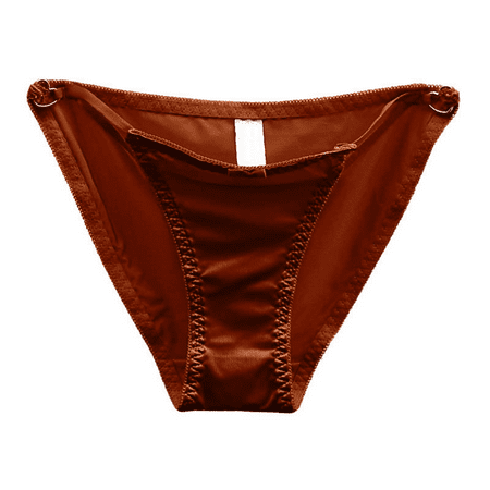 Fulorrnie Underwear for Women Comfort G String Breathable Sexy Panties Thong Drop Waist Stretchable Panty Brown M