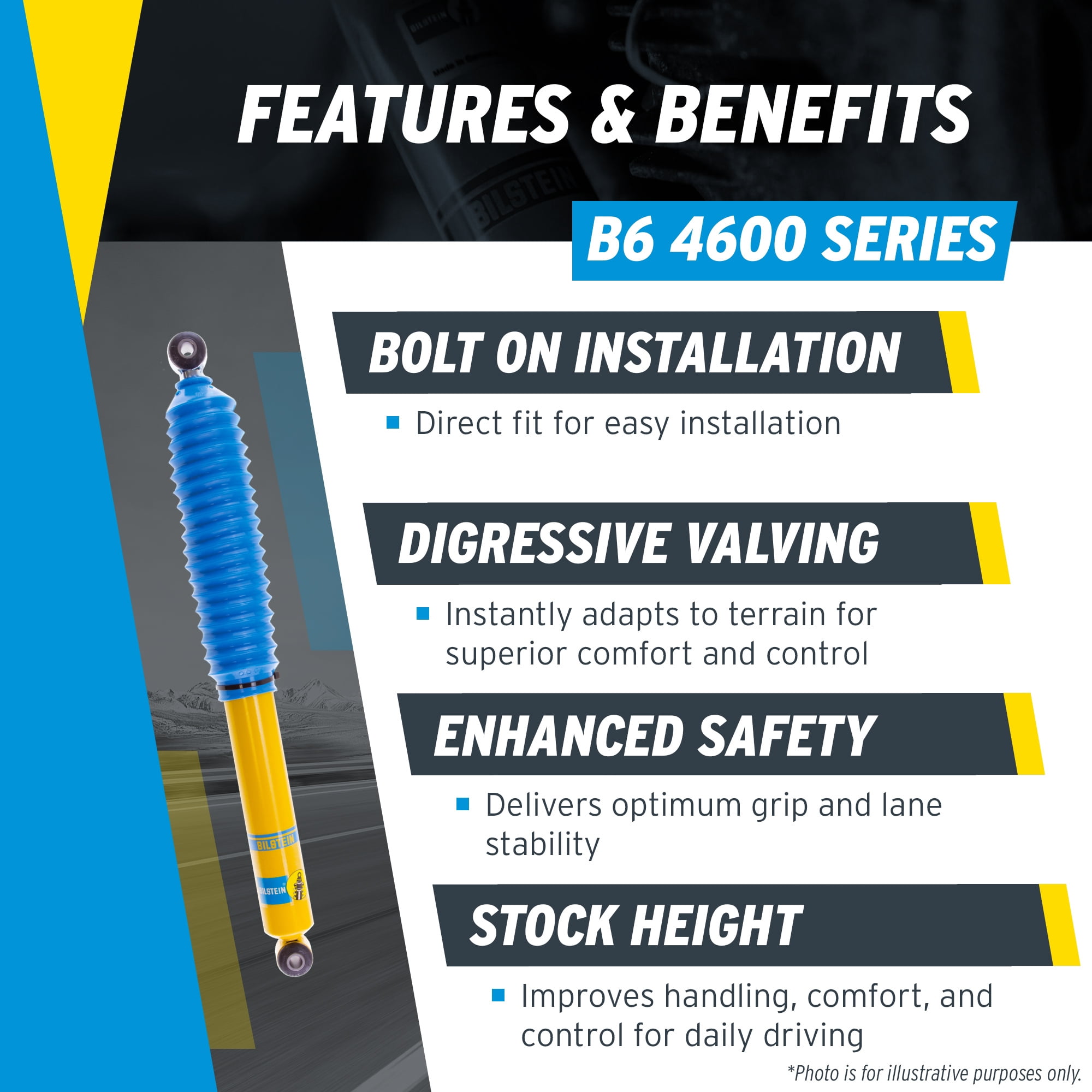 Bilstein Pair of Rear B6 4600 Series Shocks Compatible with 1996-2023 Express/Savana 2500/3500 Over GVWR: 7,300lbs with 0" Rear Lift