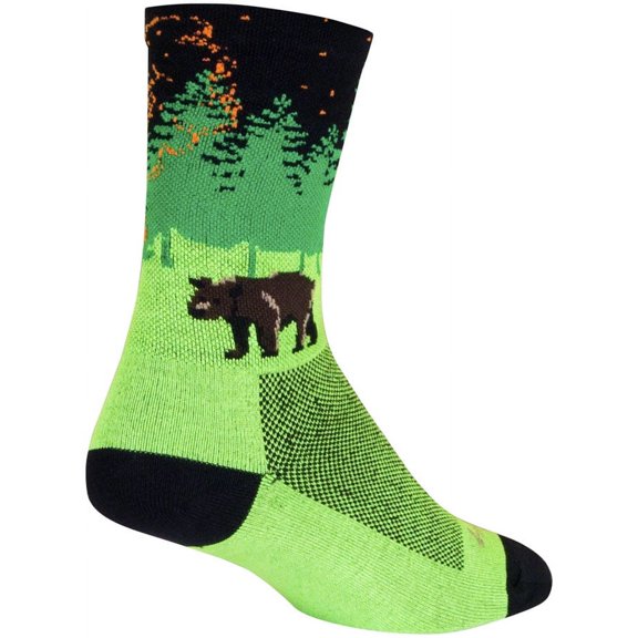 SockGuy Off the Grid Crew Socks - 6 inch, Green/Black/Brown, Small/Medium
