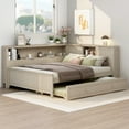 thumbnail image 4 of Harper & Bright Designs Full Size Daybed with Trundle and Storage Shelves, L-Shape Wood Corner Bed, Heavy Duty Bed Frame for Bedroom, Guest Room, Full Size Platform Bedframe, Ancient White, 4 of 10
