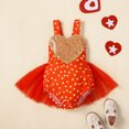 thumbnail image 2 of Otqutp Children's Girls Valentine's Day 3 Piece Suit Long Sleeve Love Printed Clothes Set Baby Cute Bodysuit Solid Color Ruffle Back Dress with Hairband(6-Red,6-12 Months), 2 of 7