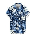 thumbnail image 5 of Zylanna Men's Hawaiian Shirts, Turndown Collar Quickly Dry Casual Short Sleeve Summer Beach Button Down Shirts Blue Size L, 5 of 6