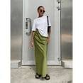 thumbnail image 5 of Elegant Satin Black Trumpet Skirts Fashion Slim High Waist Skirts Women Female Solid Office Long Skirt Spring Summer, 5 of 9