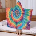 thumbnail image 5 of Colorful Rainbow Tie Dye Spiral Pattern Hooded Bath Towel，50"x30" for Ages 3 To 12 Kids, Quick Dry Lightweight Soft Microfiber Hood Beach Towel Cover Up for Kids, 5 of 7
