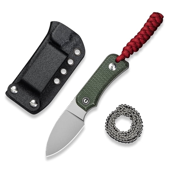 CIVIVI Fixed Blade Knife 2.39" Nitro-V Blade Small Baby Banter Designed by Ben Petersen, Lanyard and Chain Included C23045-2 (Green)