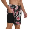 thumbnail image 3 of Balery Rose Flowers Mens Swim Trunks Swim Shorts for Men Quick Dry Inseam Beach Shorts with Compression Liner Pocket-XX-Large, 3 of 9