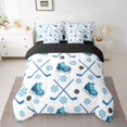 thumbnail image 2 of Homewish Kids Skating Shoes Bedding Comforter Set 7pcs, Cartoon Ice Hockey King Bedding Sets, Est Sleep Sports Reversible Bed Sheets, Ultra Soft Bedroom Decor, 2 of 7
