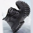 thumbnail image 5 of Men's Fleece Lined Ankle Boots Water Proof Leather Lace Up Combat Booties Winter Warm Platform Non Slip Work Shoes Black 9.5, 5 of 7
