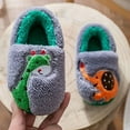 thumbnail image 6 of Hessimy Boys Girls Cozy House Slippers Warm Plush Winter Cotton Slipper Kids Cute Dinosaur Indoor Shoes Non-Slip Toddler Slippers Kids Slippers Cow Slippers House Slippers (Grey,11), 6 of 7