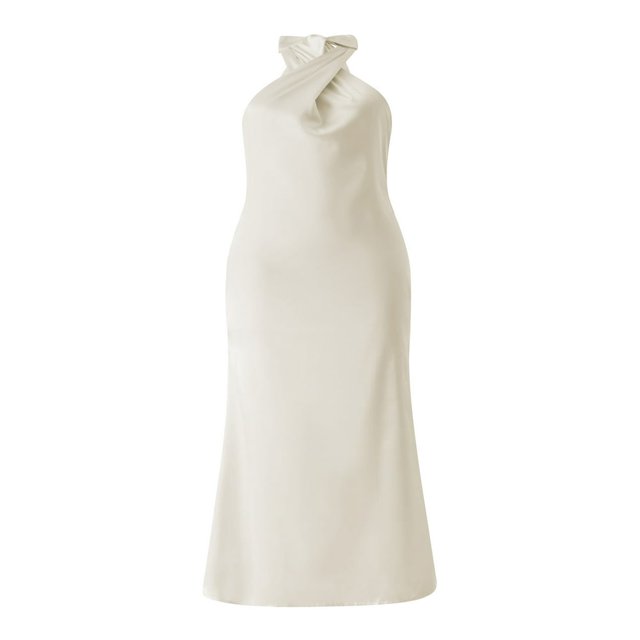 Robe Maxi Froncée Dos Nu pour Femmes à Bretelles Spaghetti, Robe Nuisette en Satin, Col Licou, Fente, Longues Robes de Soirée, Vert, P