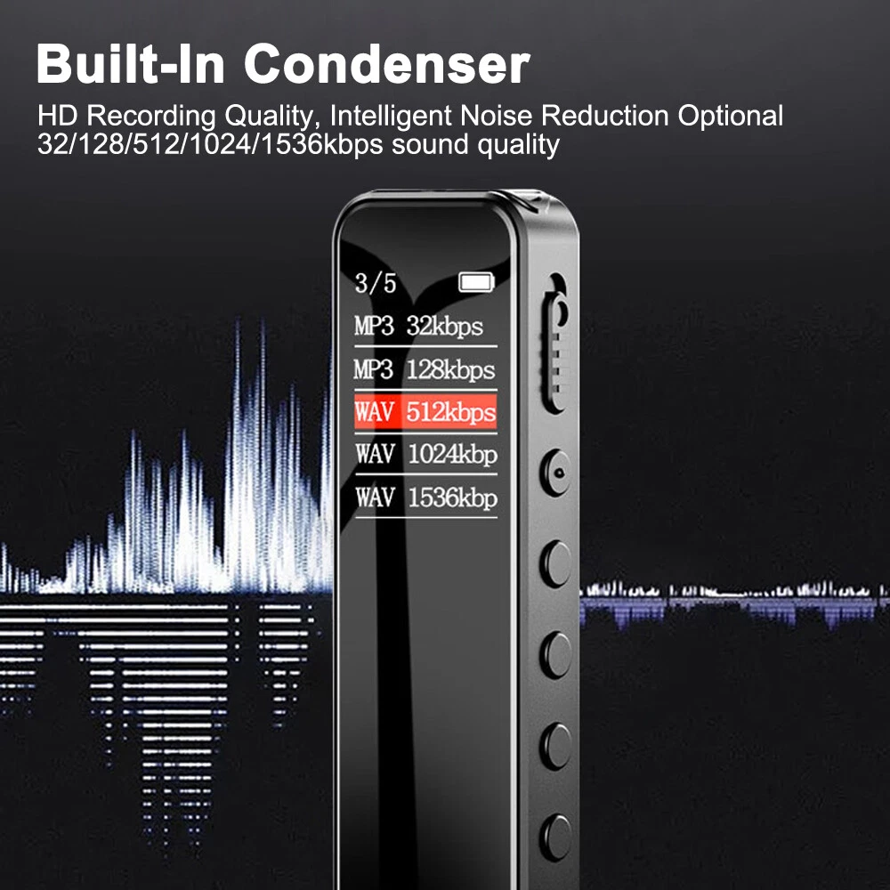 64GB Rechargeable LCD Digital Audio Sound Voice Recorder Dictaphone MP3 Player