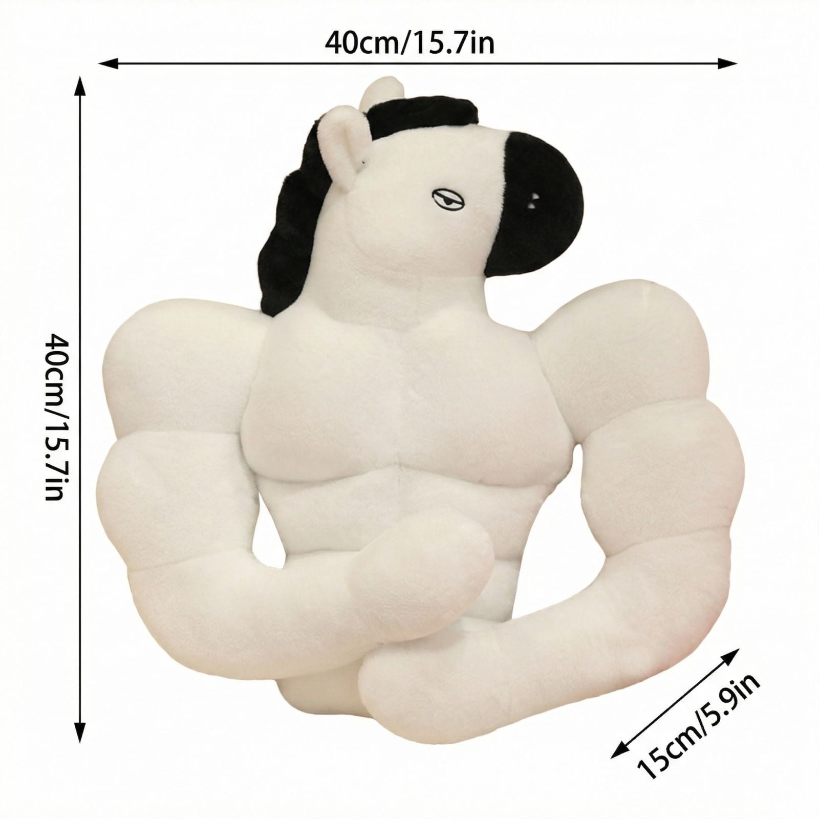15.7in Muscle Horse Plush Toy, Strong Stallion Stuffed Animal, Funny Equestrian Themed Doll, Soft Plushie Ornament, Unique Animal Figure for Gift and Room Collection