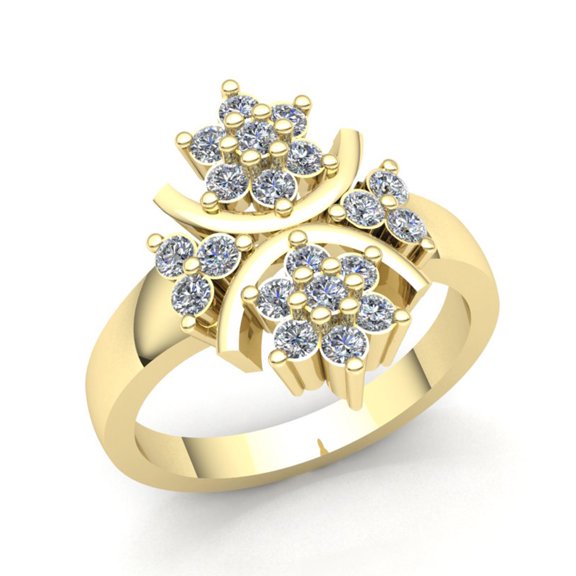 Genuine 2ctw Round Cut Diamond Ladies Bridal Cluster Flower Anniversary Engagement Ring Solid 10K Rose, White or Yellow Gold J SI2