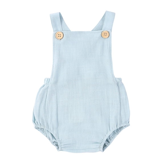 BRGZLK Newborn Baby Girls Boys Romper Summer 2026 Solid Color Sleeveless Backless Jumpsuit Infant Lightweight Comfortable Cotton Overalls Outfits Light Blue 12-18 Months
