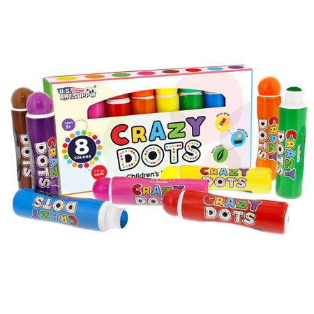 US Art Supply 8 Color Crazy Dots Childrens Dot Markers - Children's Washable