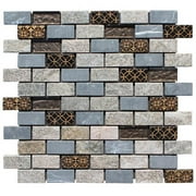Intrend Tile NS007-D 1 x 2 in. Stone & Glass Linear Mosaic Blend - Cloudy Grey & Sand