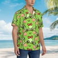 thumbnail image 5 of Easygdp Cute Green Frog Men's Hawaiian Shirts Print Lapel Short Sleeve for Beach, vacation, party, casual occasions - X-Large, 5 of 9