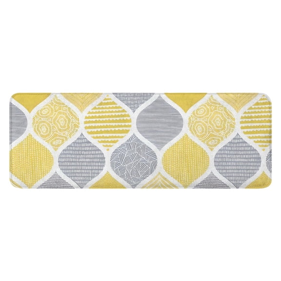 Yellow and Gray Geometric Quatrefoil Pattern Kitchen Rug Mat,Kitchen Runner Rugs Non Skid Washable,Decorative Kitchen Floor Mats for Kitchen,Sink,Laundry,17"x47.2"