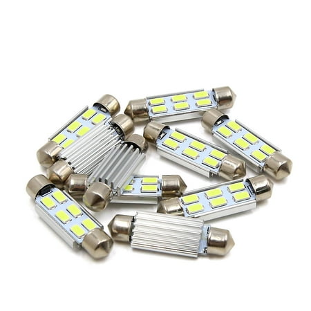 Smd Tip - 10PCS White 41mm 5630 SMD Double Tip Shaped 6 LEDs Light Dome Bulb for Car