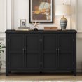 thumbnail image 2 of Modern Farmhouse Sideboard Buffet Cabinet, 4 Door Buffet Storage Cabinet with Adjustable Shelves, Wood Coffee Bar Cabinet with Pinewood Legs for Kitchen, Dining Room, Living Room, Black, 2 of 9