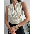 thumbnail image 3 of Women'S Pleated V Neck Sleeveless Blouses Office Dressy Shirts  XS, 3 of 7
