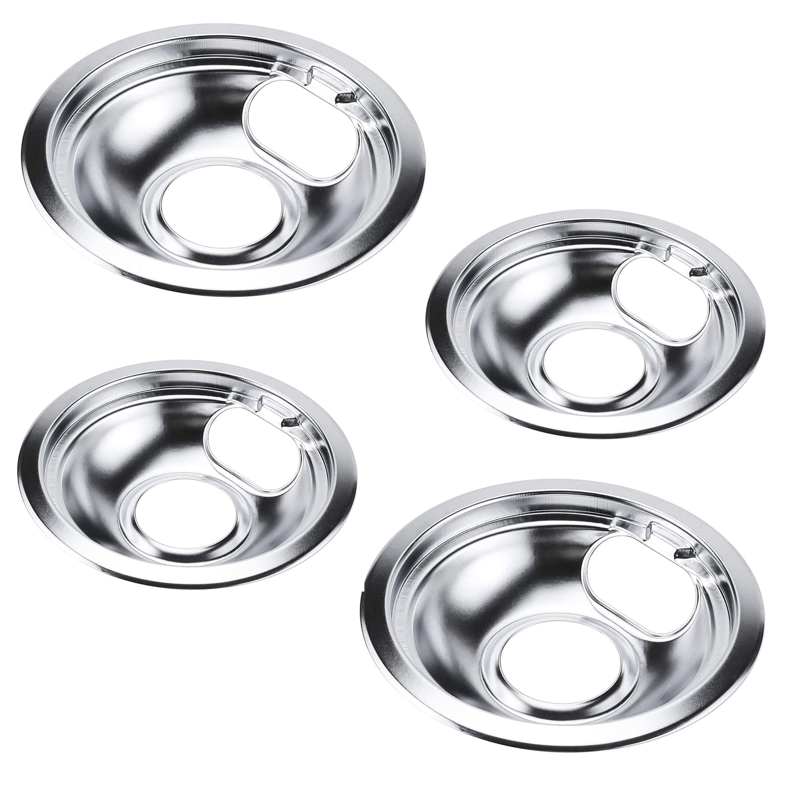 Beaquicy Chrome Range Drip Pans Set for 8-Inch and 6-Inch Burners