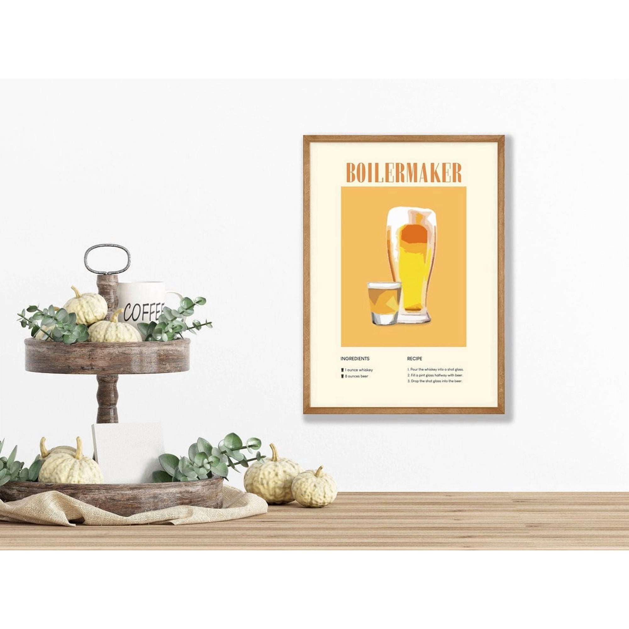 Boilermaker Cocktail Wall Art Print Vintage Bar Decor Unframed Paper Print