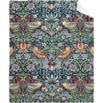 thumbnail image 1 of William Morris Strawberry Thief Fleece Flannel Throw Bed Blankets, Super Soft Fuzzy Cozy Blanket compatible with Beach Travel Picnic Camping Twin Size 60"x80" L, 1 of 5