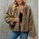 thumbnail image 1 of Chaqueta de abrigo cálida para mujer, de invierno, lisa, con cuello redondo, 1 of 9