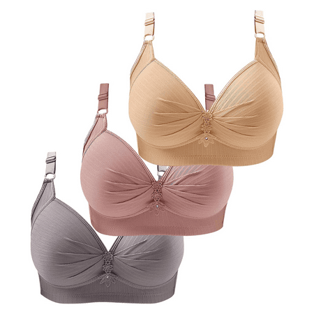 Clearance!Uooqdmx Bras for Women Push Up Bra Comfortable Breathability Underwear Large Size Brater Buckle Female Bra Bralette Wireless Bra Women s Lingerie  Sleep & Lounge Beige(3PC) 5XL/50