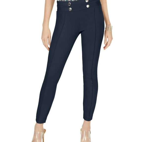 I.N.C Womens Tab Front Casual Leggings, Blue, 4