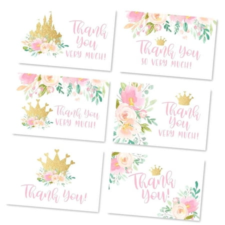 SKYSONIC 24 Floral Shower Thank You With Envelopes, Gratitude Notes, 4x6 Appreciation For Guests At Parties,