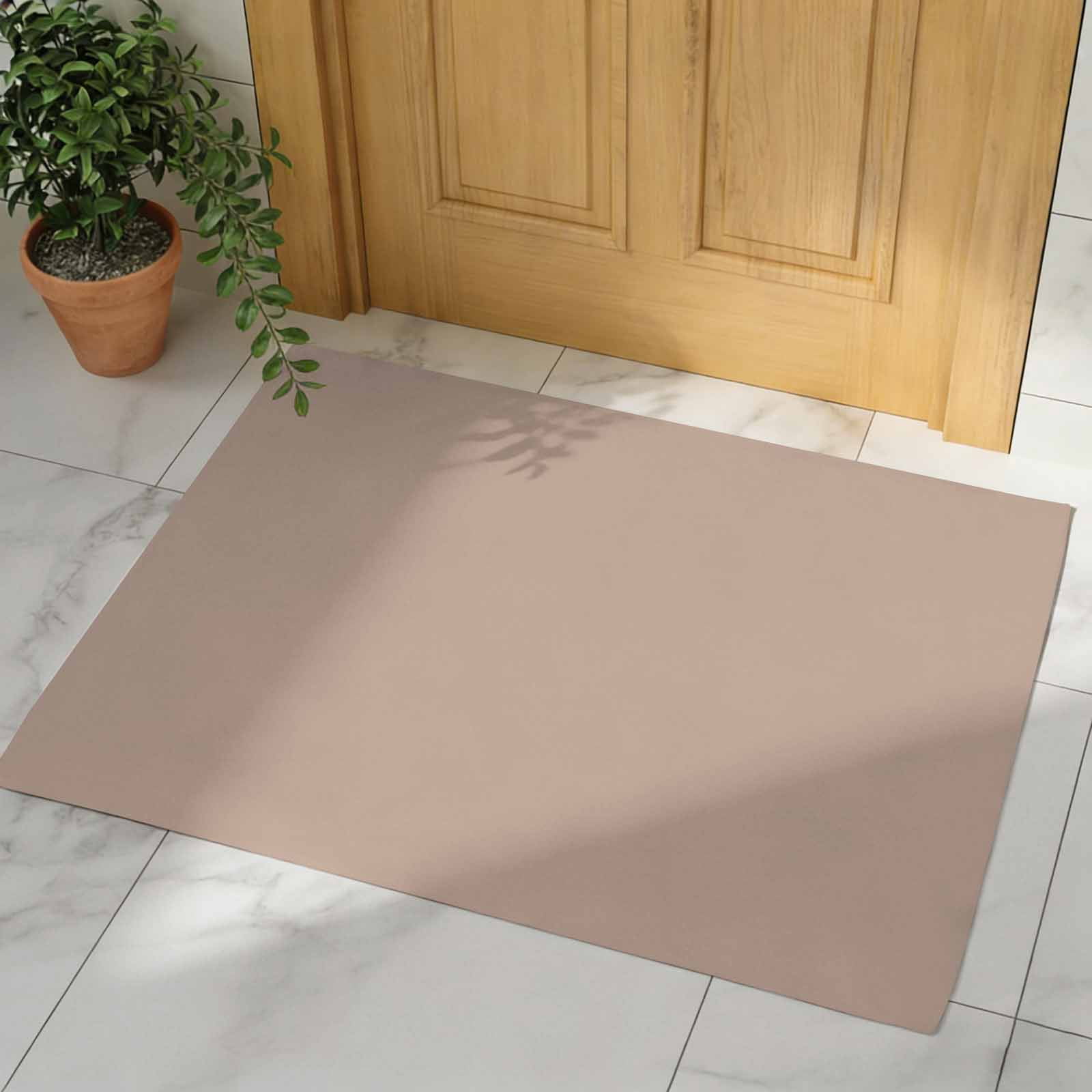 Brown Indoor Door Mat - 16"x24", Non-Slip Welcome Mat for Outdoor, Farmhouse Solid Brown Color Modern Art Front Doormat for Entry, Low-Profile Doormat Entrance Rug for Kitchen/Bathroom